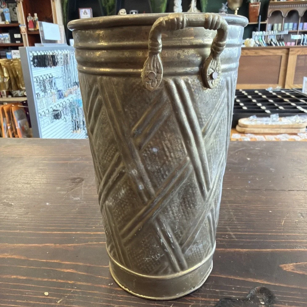 Vintage Hosley Brass Cylindrical Vase
